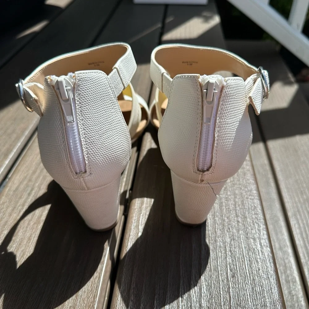 Alfani White and Cream Wedge Sandals for Women Strappy Open Toe - Picture 6 of 9